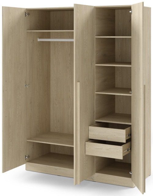 Nowoczesna szafa uchylna z szufladami 150 cm BRAGA - dąb cremona | Szafy trzydrzwiowe Desire Furniture
