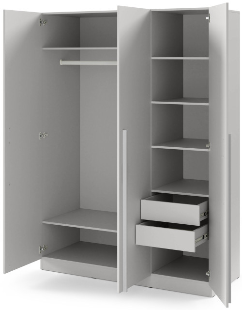 Nowoczesna szafa uchylna z szufladami 150 cm BRAGA - szary platynowy | Szafy trzydrzwiowe Desire Furniture