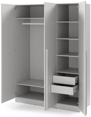 Nowoczesna szafa uchylna z szufladami 150 cm BRAGA - szary platynowy | Szafy trzydrzwiowe Desire Furniture