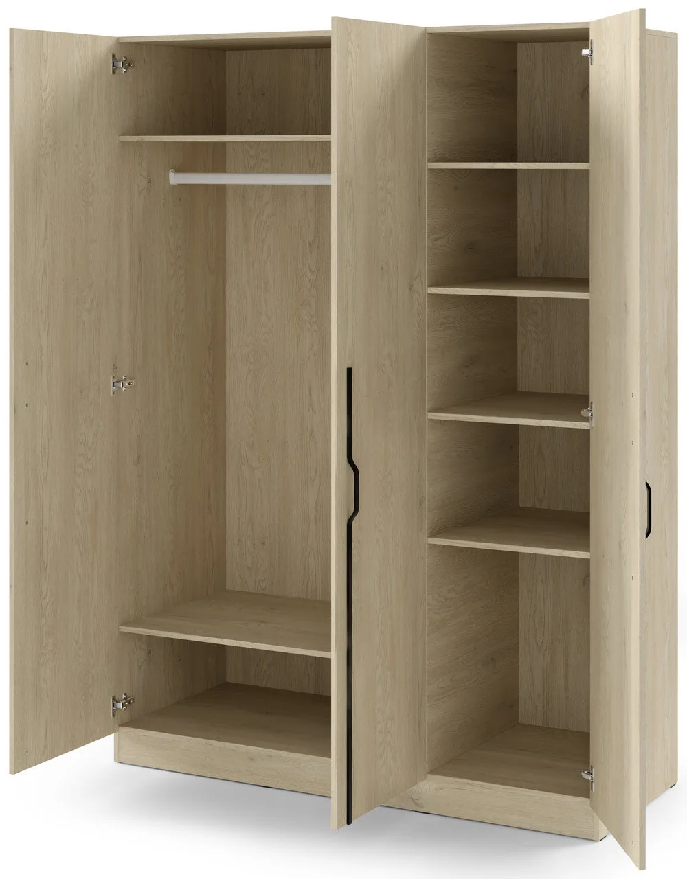 Trzydrzwiowa szafa uchylna z metalowymi uchwytami 150 cm BRAGA - dąb cremona | Szafy trzydrzwiowe Desire Furniture