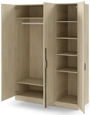 Trzydrzwiowa szafa uchylna z metalowymi uchwytami 150 cm BRAGA - dąb cremona | Szafy trzydrzwiowe Desire Furniture