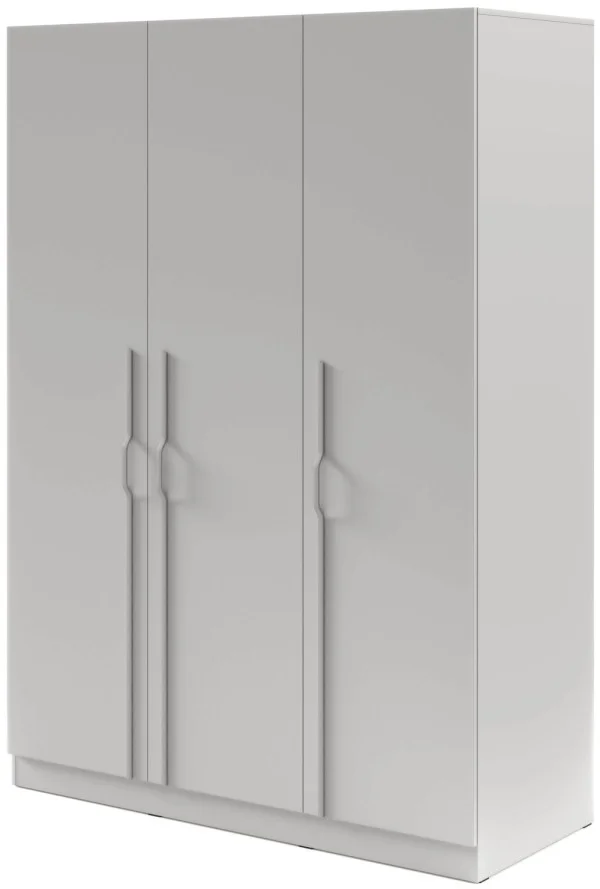 Trzydrzwiowa szafa uchylna z metalowymi uchwytami 150 cm BRAGA - szary platynowy