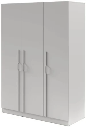 Trzydrzwiowa szafa uchylna z metalowymi uchwytami 150 cm BRAGA - szary platynowy