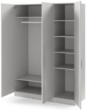 Trzydrzwiowa szafa uchylna z metalowymi uchwytami 150 cm BRAGA - szary platynowy | Szafy trzydrzwiowe Desire Furniture