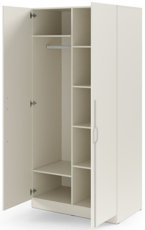 Nowoczesna szafa dwudrzwiowa z metalowymi uchwytami 100 cm BRAGA - kaszmir | Szafy dwudrzwiowe Desire Furniture