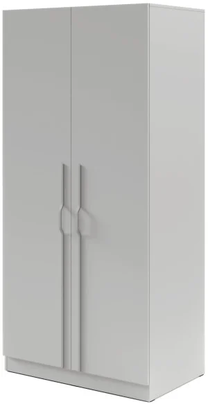 Nowoczesna szafa dwudrzwiowa z metalowymi uchwytami 100 cm BRAGA - szary platynowy