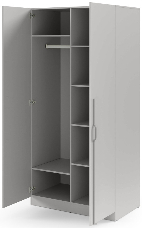 Nowoczesna szafa dwudrzwiowa z metalowymi uchwytami 100 cm BRAGA - szary platynowy | Szafy dwudrzwiowe Desire Furniture