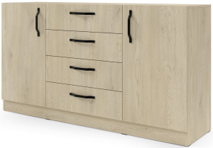 Komoda z szufladami i metalowymi uchwytami 156 cm BRAGA - dąb cremona