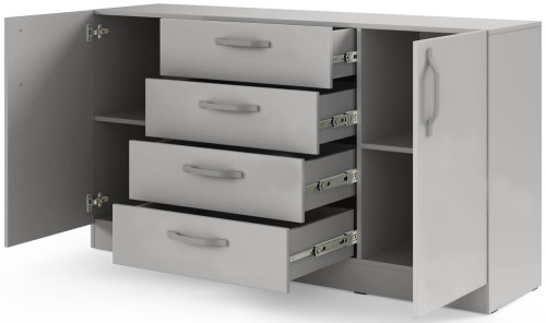 Komoda z szufladami i metalowymi uchwytami 156 cm BRAGA - szary platynowy | Komody z szufladami Desire Furniture
