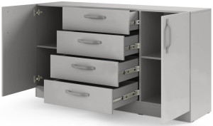 Komoda z szufladami i metalowymi uchwytami 156 cm BRAGA - szary platynowy | Komody z szufladami Desire Furniture