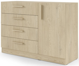 Mała komoda z szufladami 121 cm BRAGA - dąb cremona