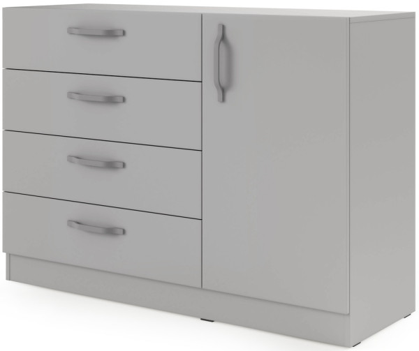 Mała komoda z szufladami i metalowymi uchwytami 121 cm BRAGA - szary platynowy