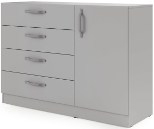 Mała komoda z szufladami i metalowymi uchwytami 121 cm BRAGA - szary platynowy