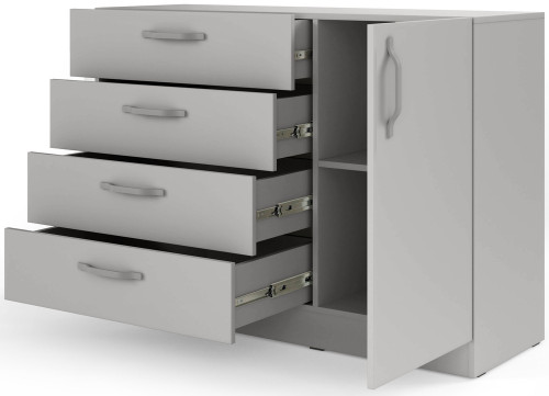Mała komoda z szufladami i metalowymi uchwytami 121 cm BRAGA - szary platynowy | Komody z szufladami Desire Furniture