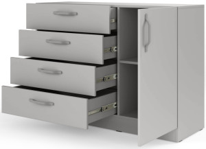 Mała komoda z szufladami i metalowymi uchwytami 121 cm BRAGA - szary platynowy | Komody z szufladami Desire Furniture