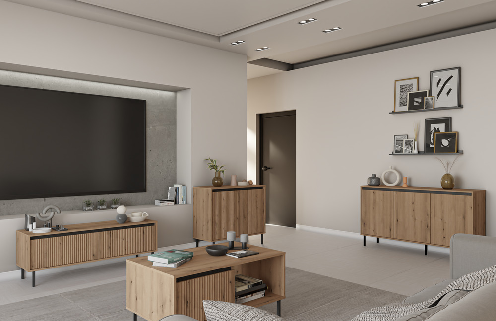 Komody z kolekcji Osaka w nowoczesnym salonie