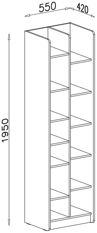 Regał ALESSIO – rysunek techniczny