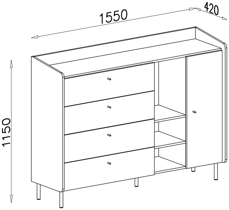 Komoda ALESSIO – rysunek techniczny