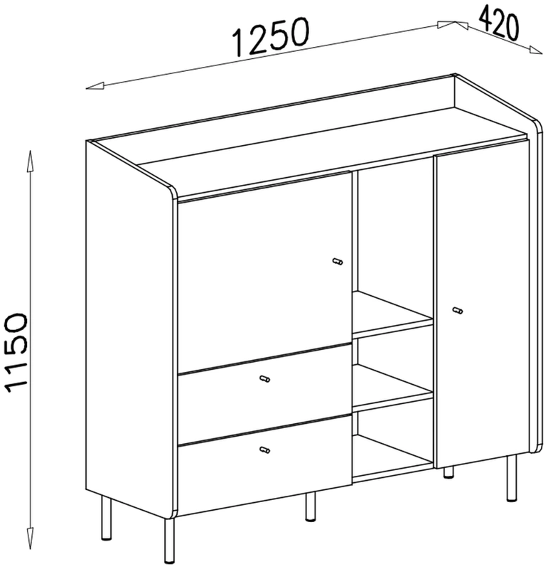 Komoda ALESSIO – rysunek techniczny