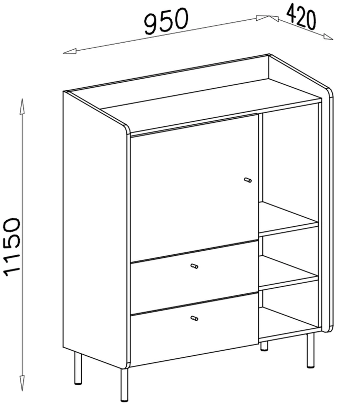 Komoda ALESSIO – rysunek techniczny