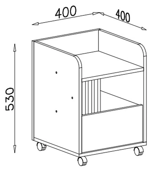 Kontenerek biurowy ALLMO – rysunek techniczny