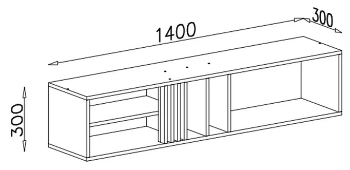 Półka wisząca ALLMO – rysunek techniczny