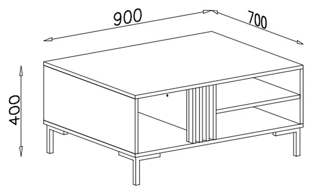 Stolik kawowy ALLMO – rysunek techniczny