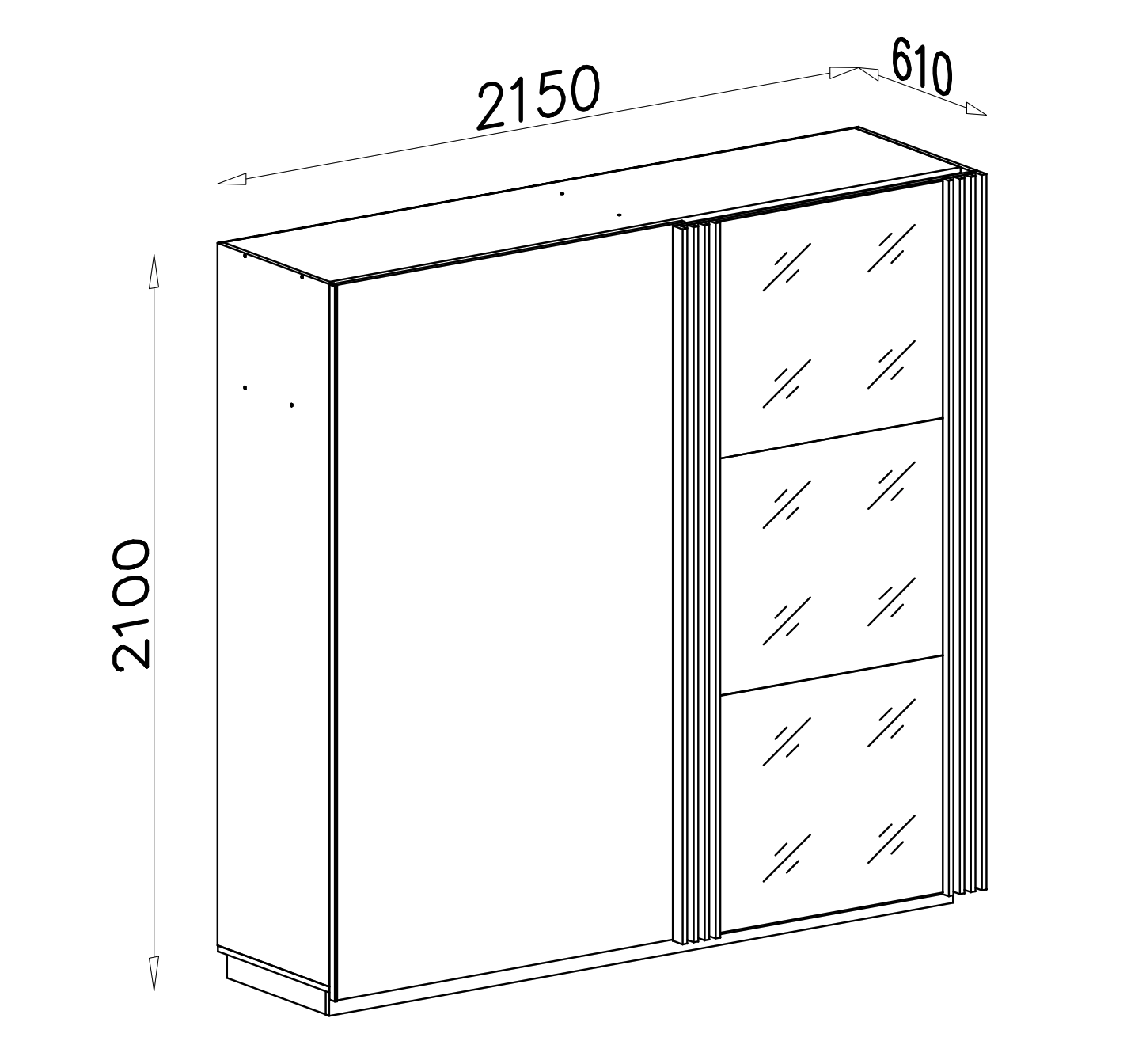 Szafa przesuwna ALLMO – rysunek techniczny