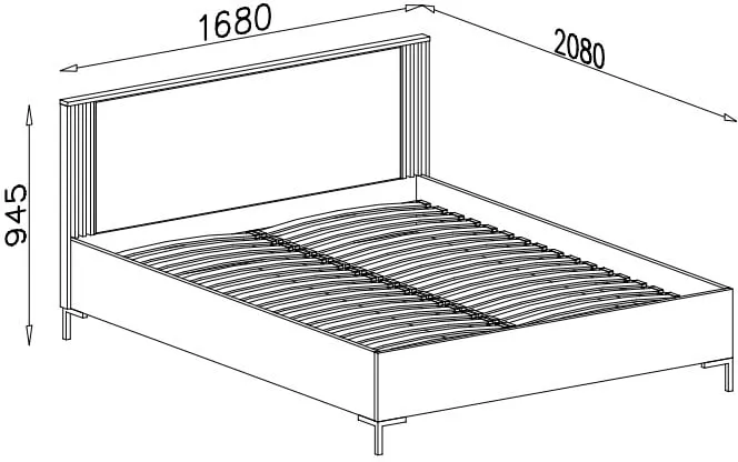 Łóżko ALLMO – rysunek techniczny