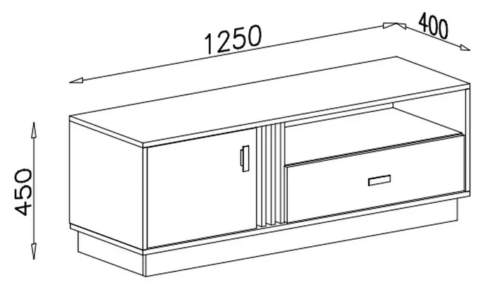 Szafka RTV ALLMO – rysunek techniczny