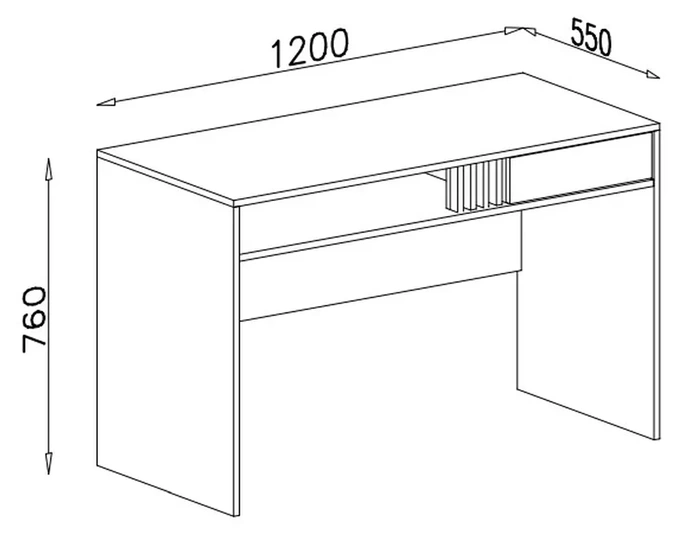 Biurko ALLMO – rysunek techniczny