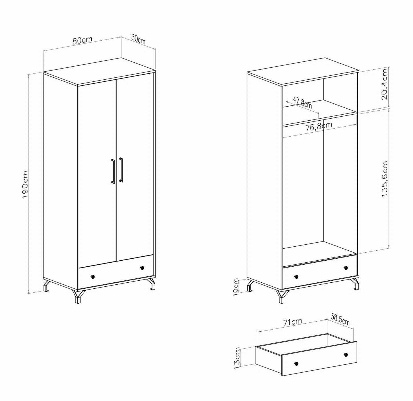 Szafa BERGEN – rysunek techniczny