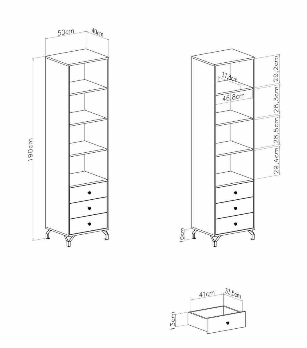 Regał BERGEN – rysunek techniczny
