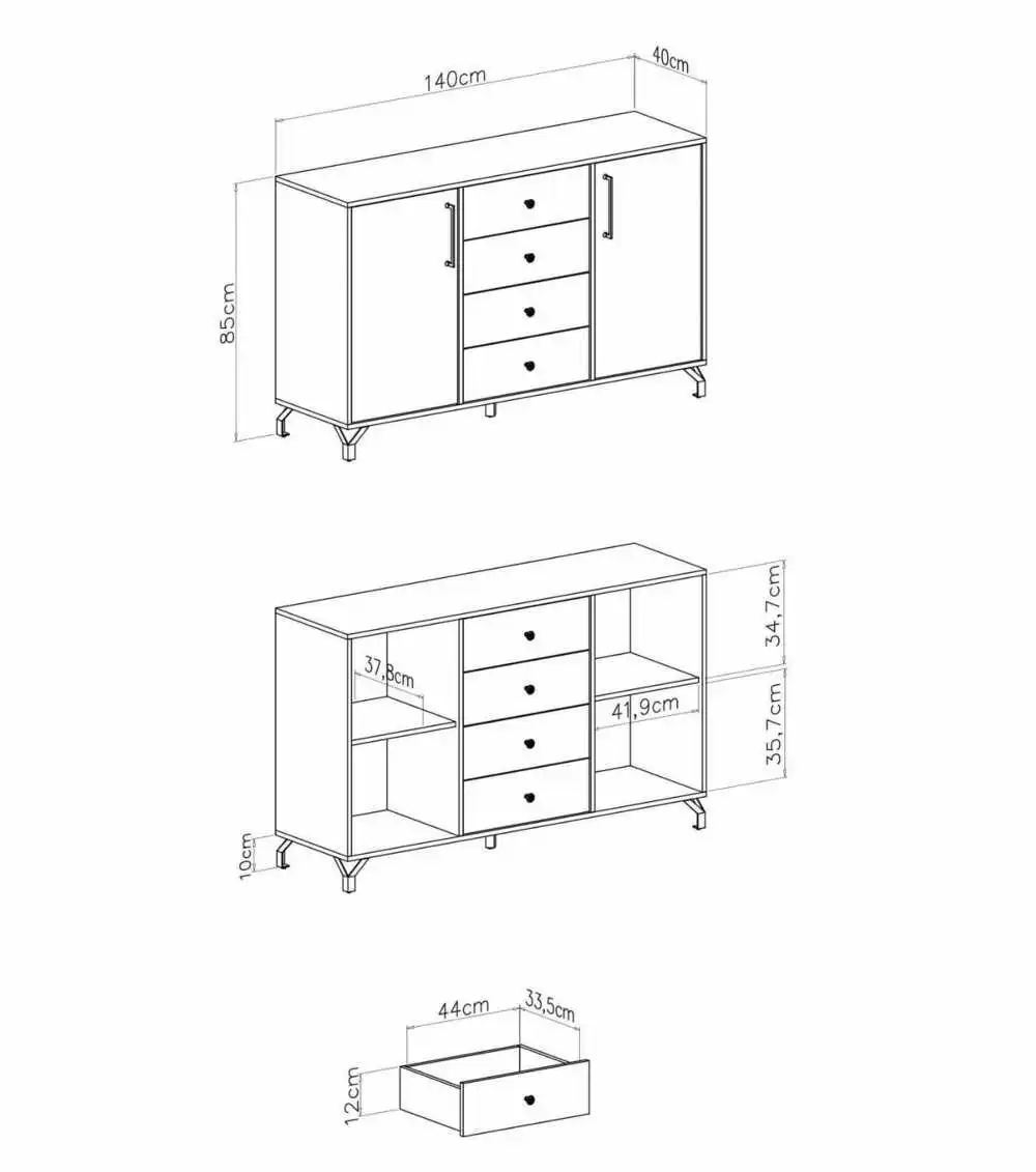 Komoda BERGEN – rysunek techniczny