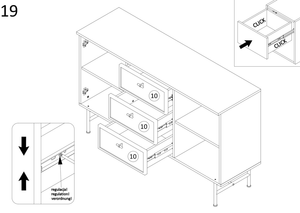 Komoda ELORA – rysunek techniczny