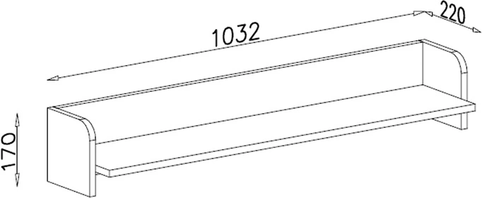 Półka wisząca GRANDE – rysunek techniczny