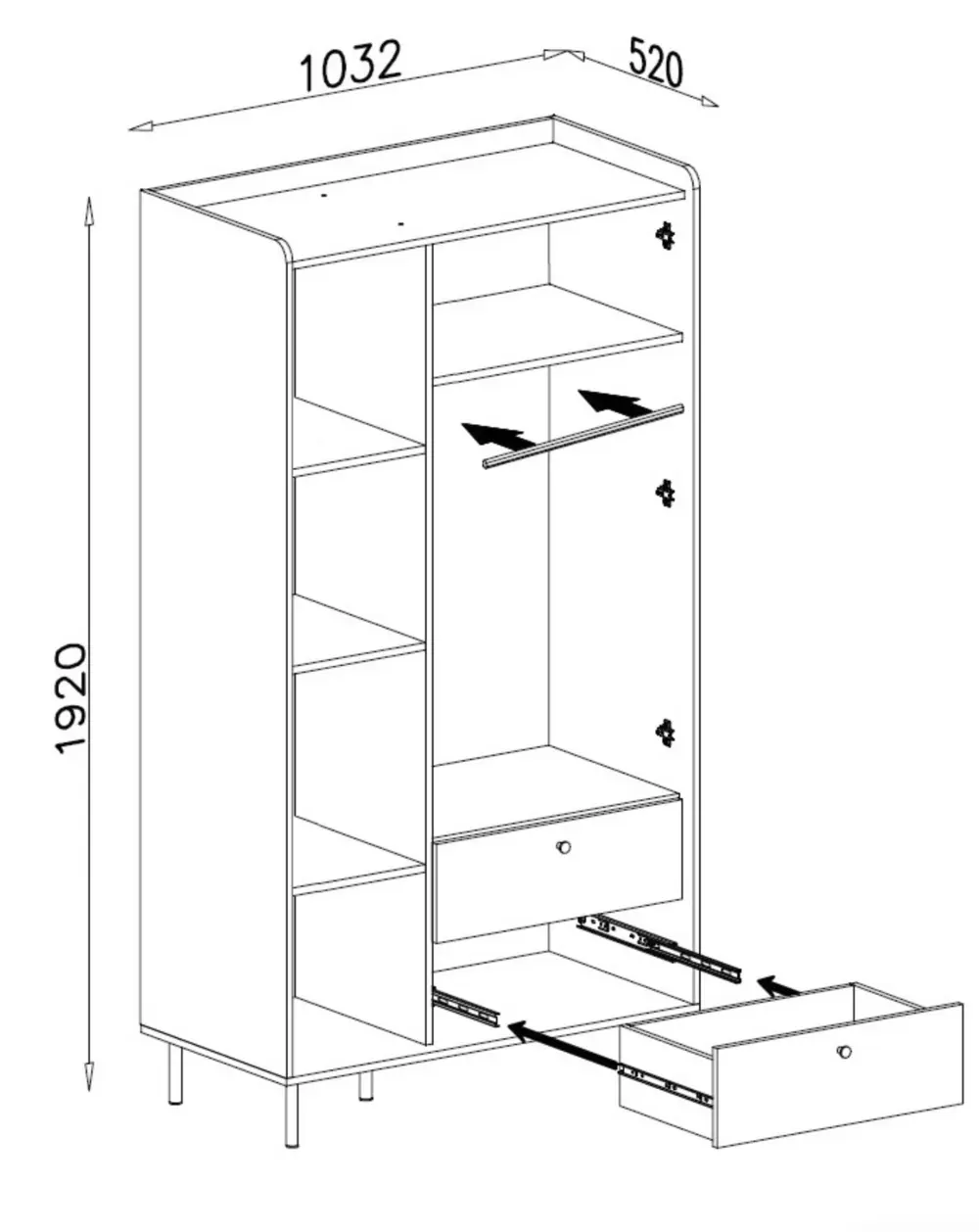 Szafa GRANDE – rysunek techniczny