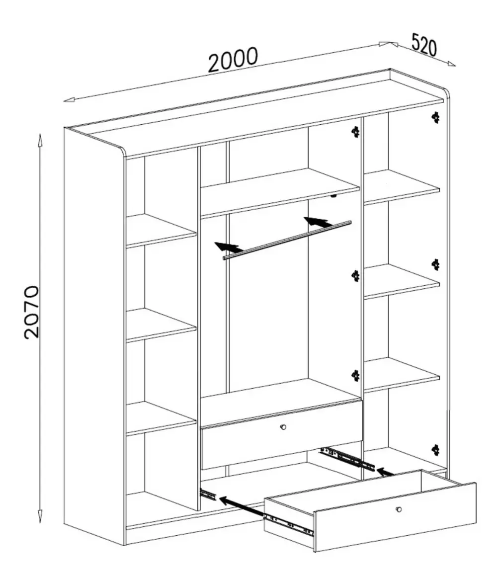 Szafa GRANDE – rysunek techniczny