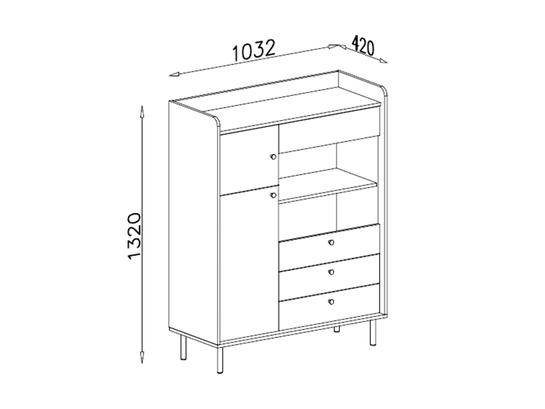 Komoda GRANDE – rysunek techniczny