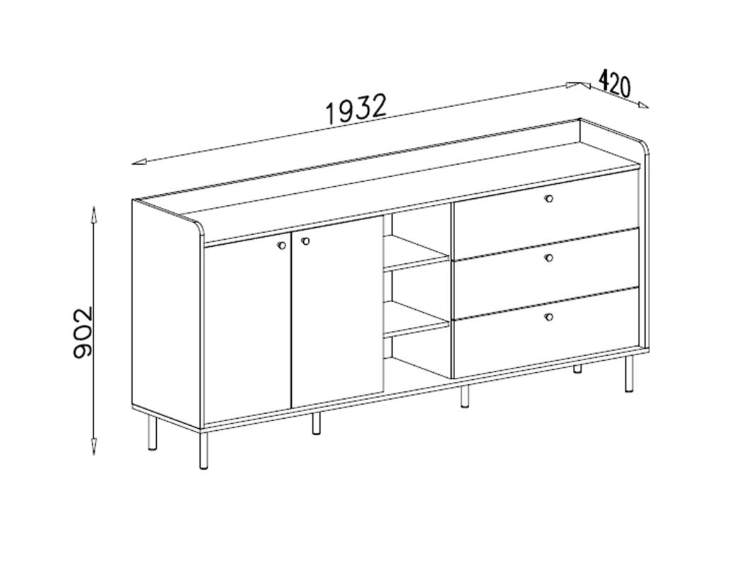 Komoda GRANDE – rysunek techniczny