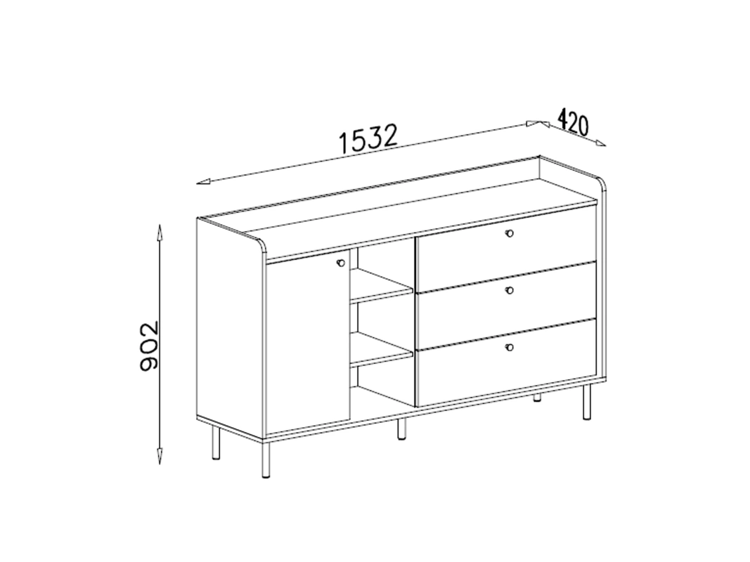 Komoda GRANDE – rysunek techniczny