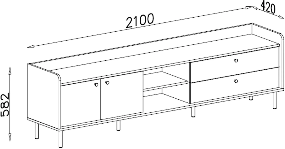 Szafka RTV GRANDE – rysunek techniczny