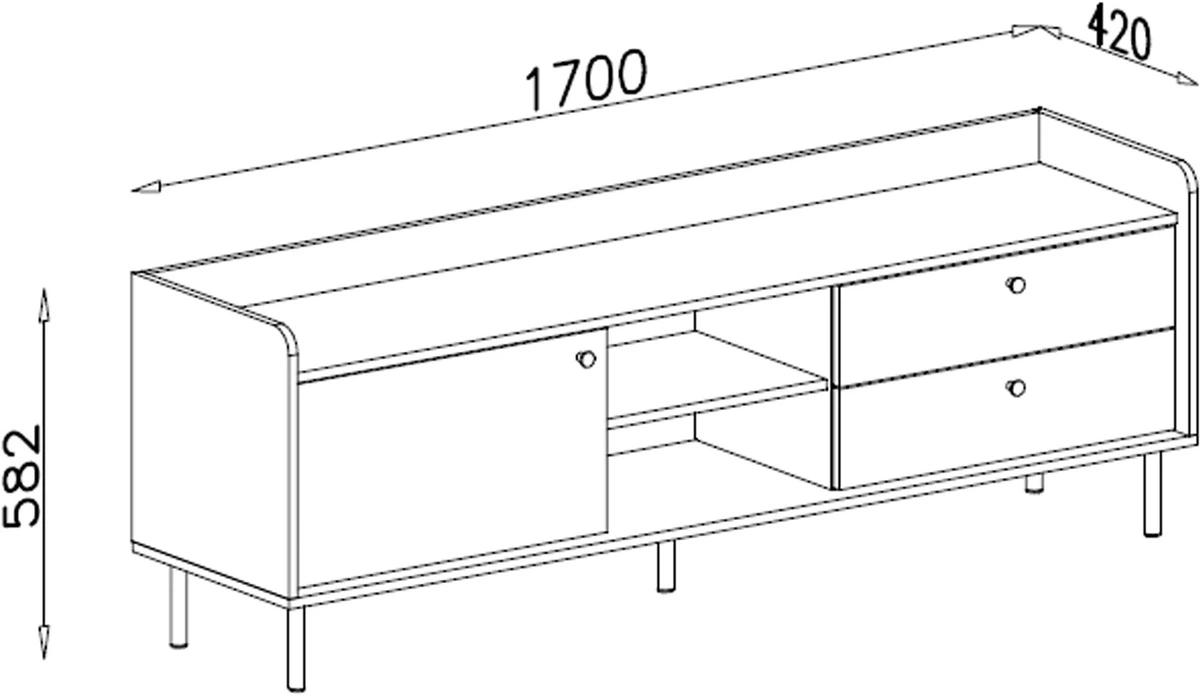 Szafka RTV GRANDE – rysunek techniczny