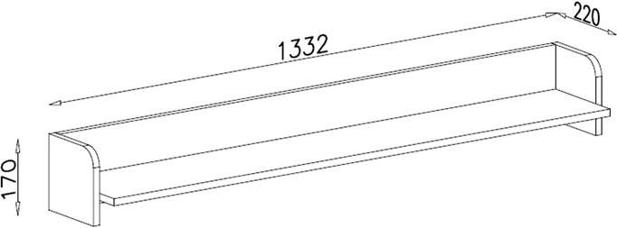 Półka wisząca GRANDE – rysunek techniczny