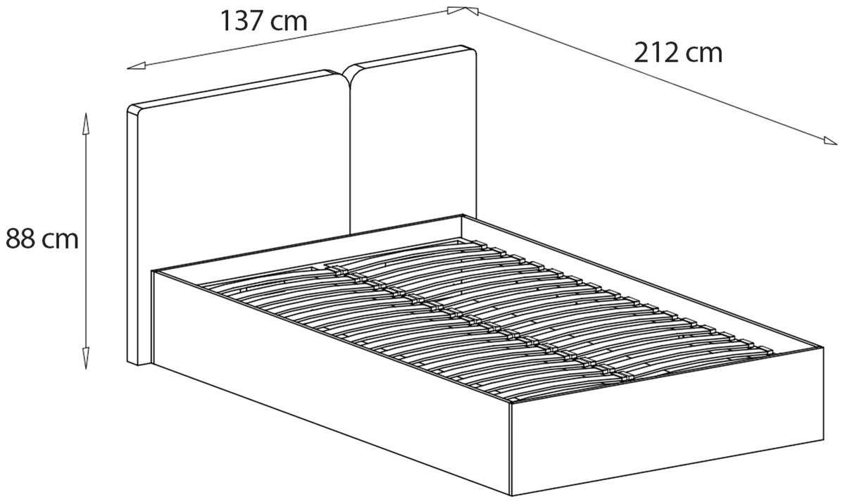 Łóżko LUCA – rysunek techniczny