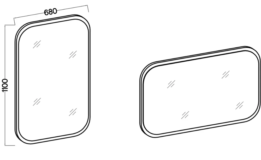 Lustro OVALIO 110x68 – rzut techniczny