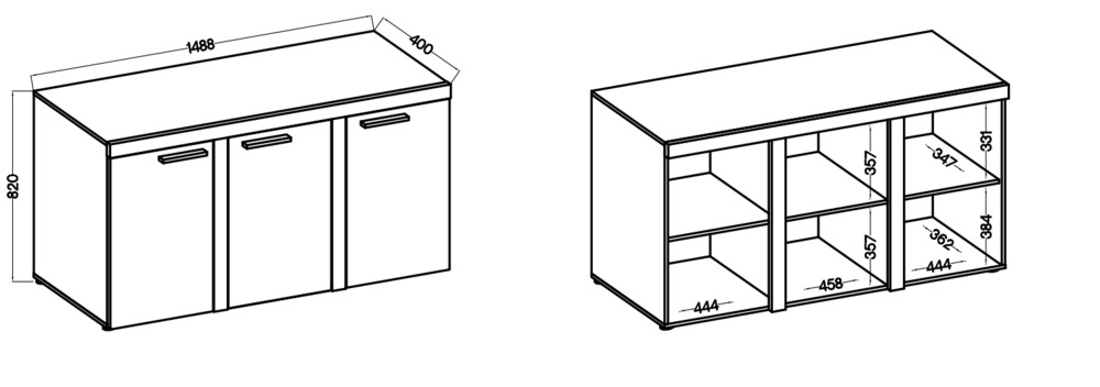Komoda RUMBA – rysunek techniczny