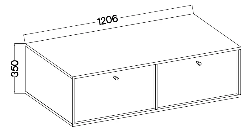 Szafka RTV TOKYO 120 cm – rysunek techniczny