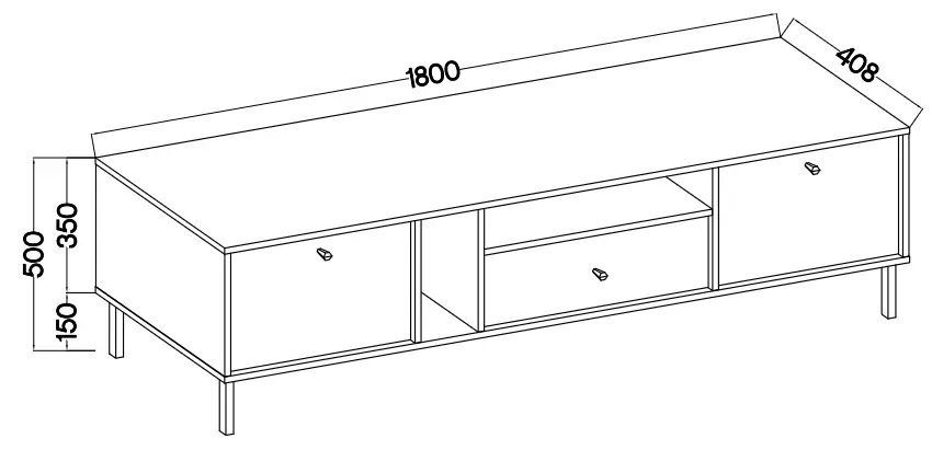 Szafka RTV TOKYO 180 cm – rysunek techniczny