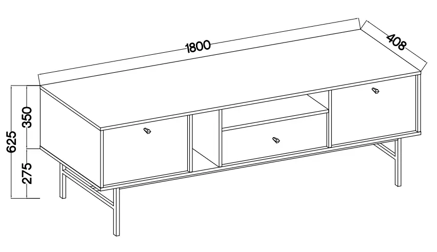 Szafka RTV TOKYO 180 cm – rysunek techniczny